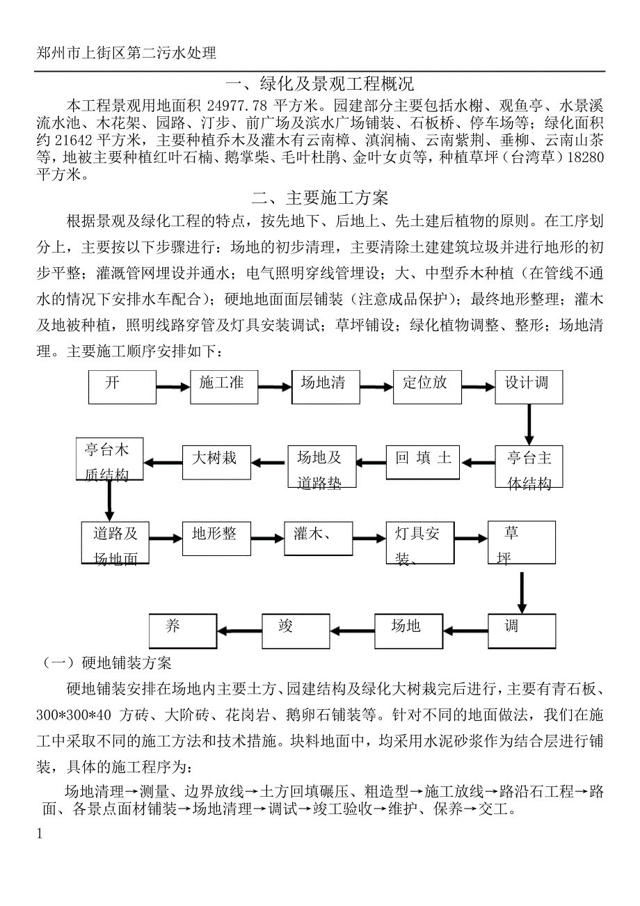 污水处理厂园林景观工程施工方案_第1页