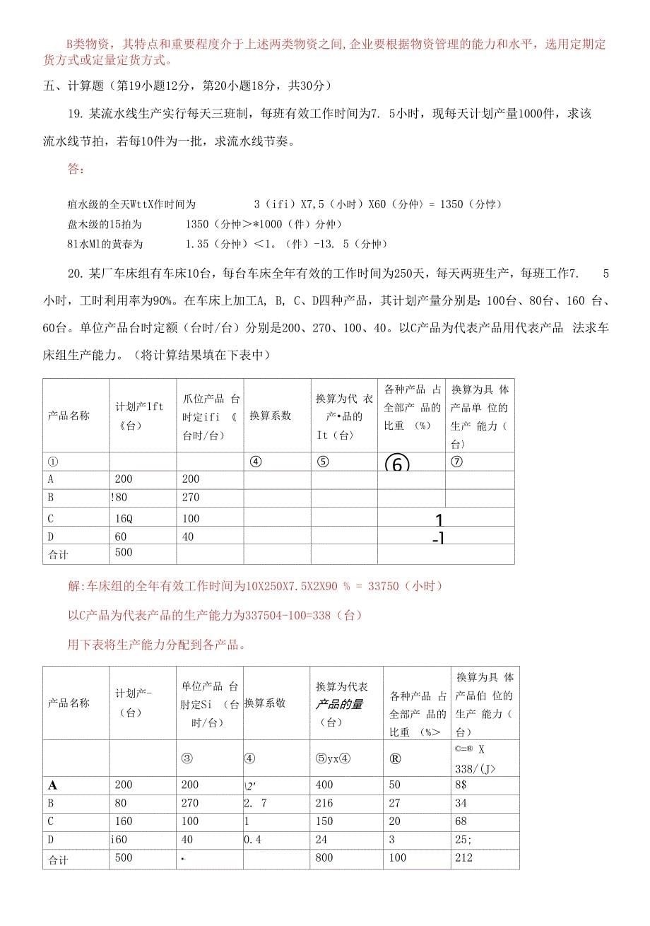 2021国家开放大学电大专科《生产与运作管理》期末试题及答案（试卷号：2617）_第5页