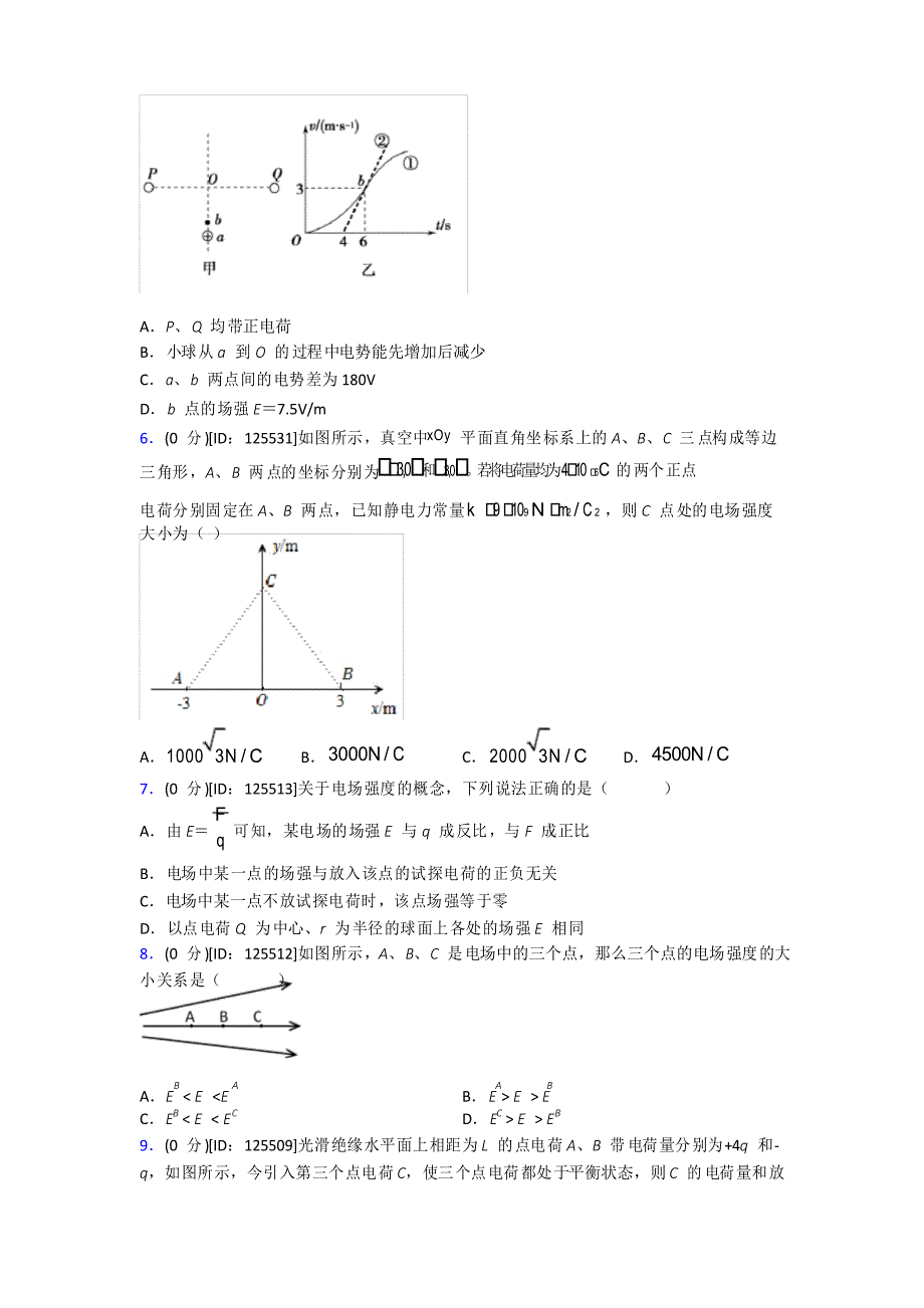 人教版高中物理必修三第九章《静电场及其应用》测试题(有答案解析)_第2页