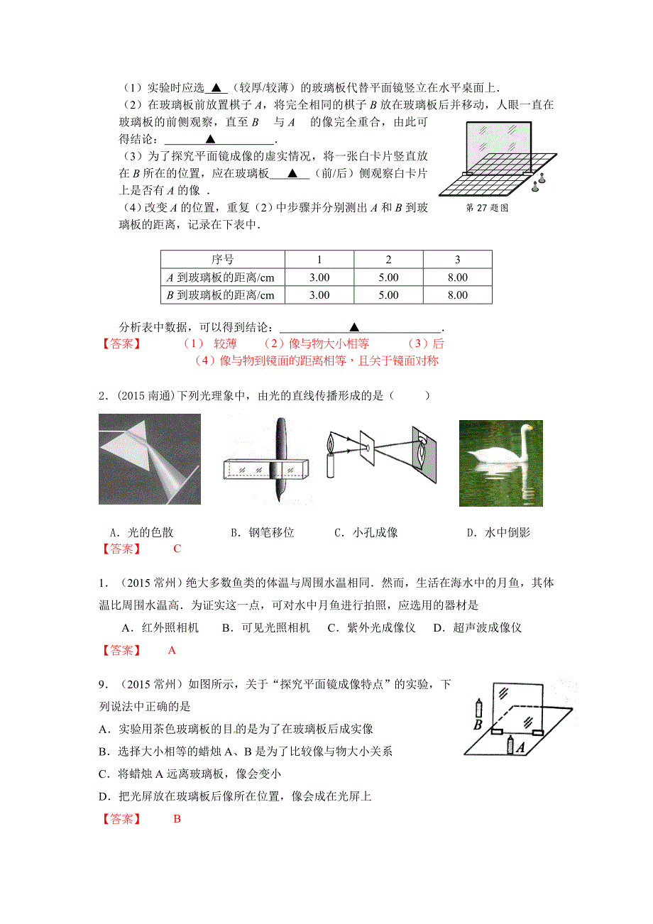 2015中考汇编光现象_第2页