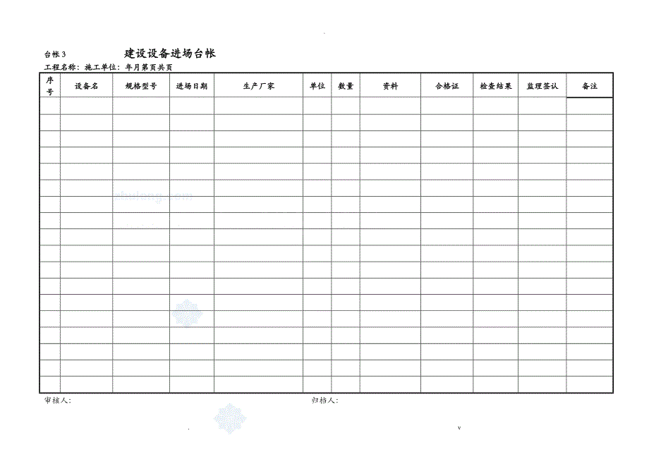 工程项目监理常用台账记录表格_第3页