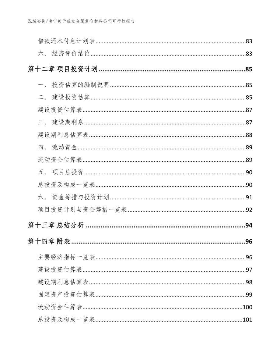 南宁关于成立金属复合材料公司可行性报告_模板范文_第5页