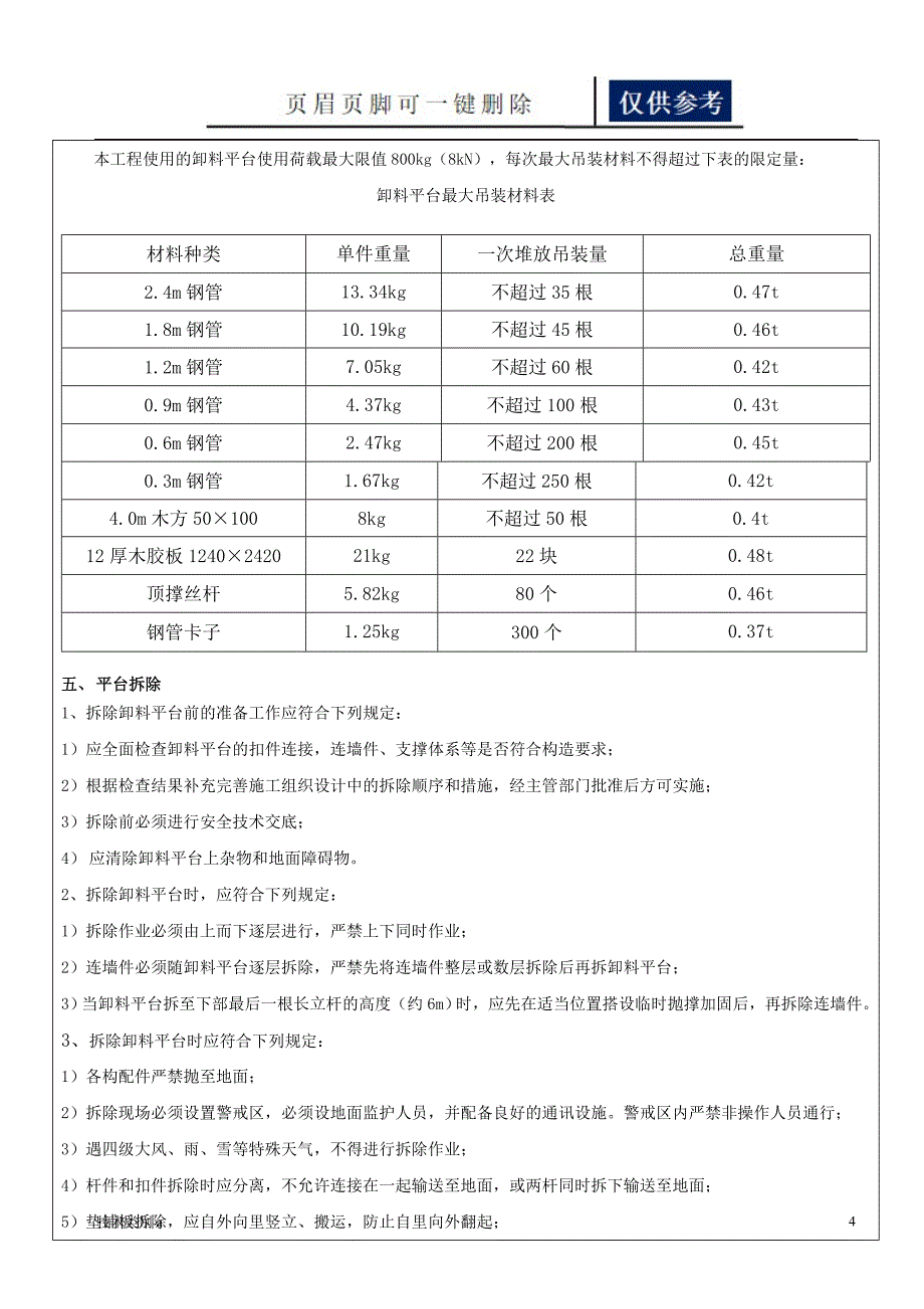 落地式卸料平台 技术交底【借鉴内容】_第4页