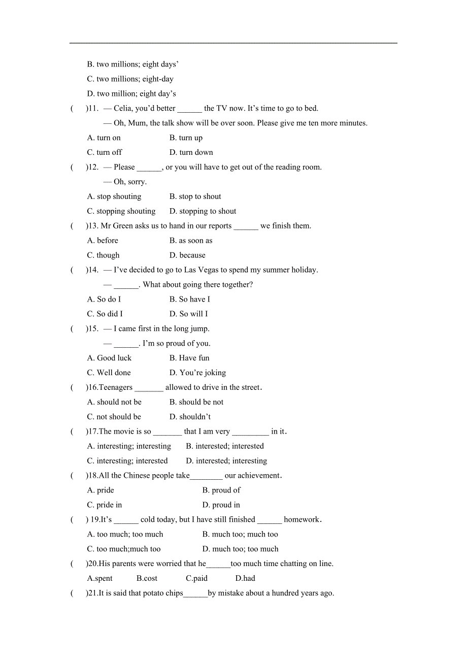 14-15外研版九年级英语上册期中试题(含答案)_第2页