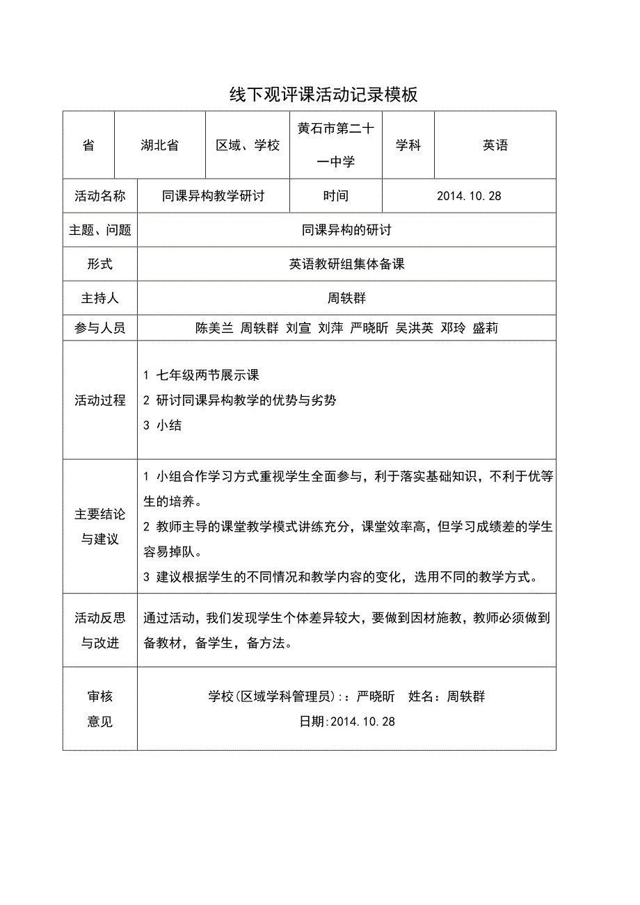 线下观评课活动记录模板_第1页