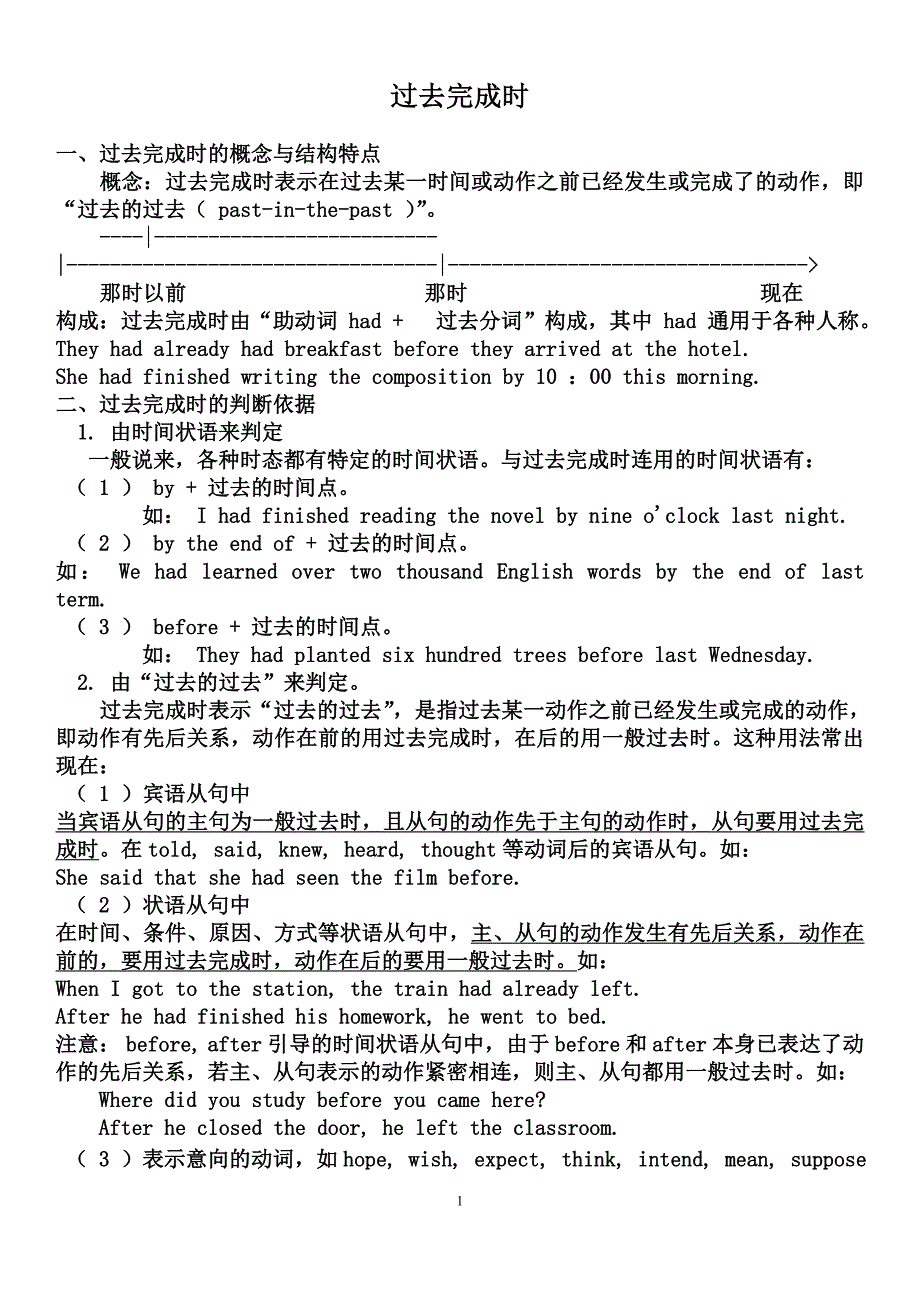 过去完成时讲解与练习.doc_第1页