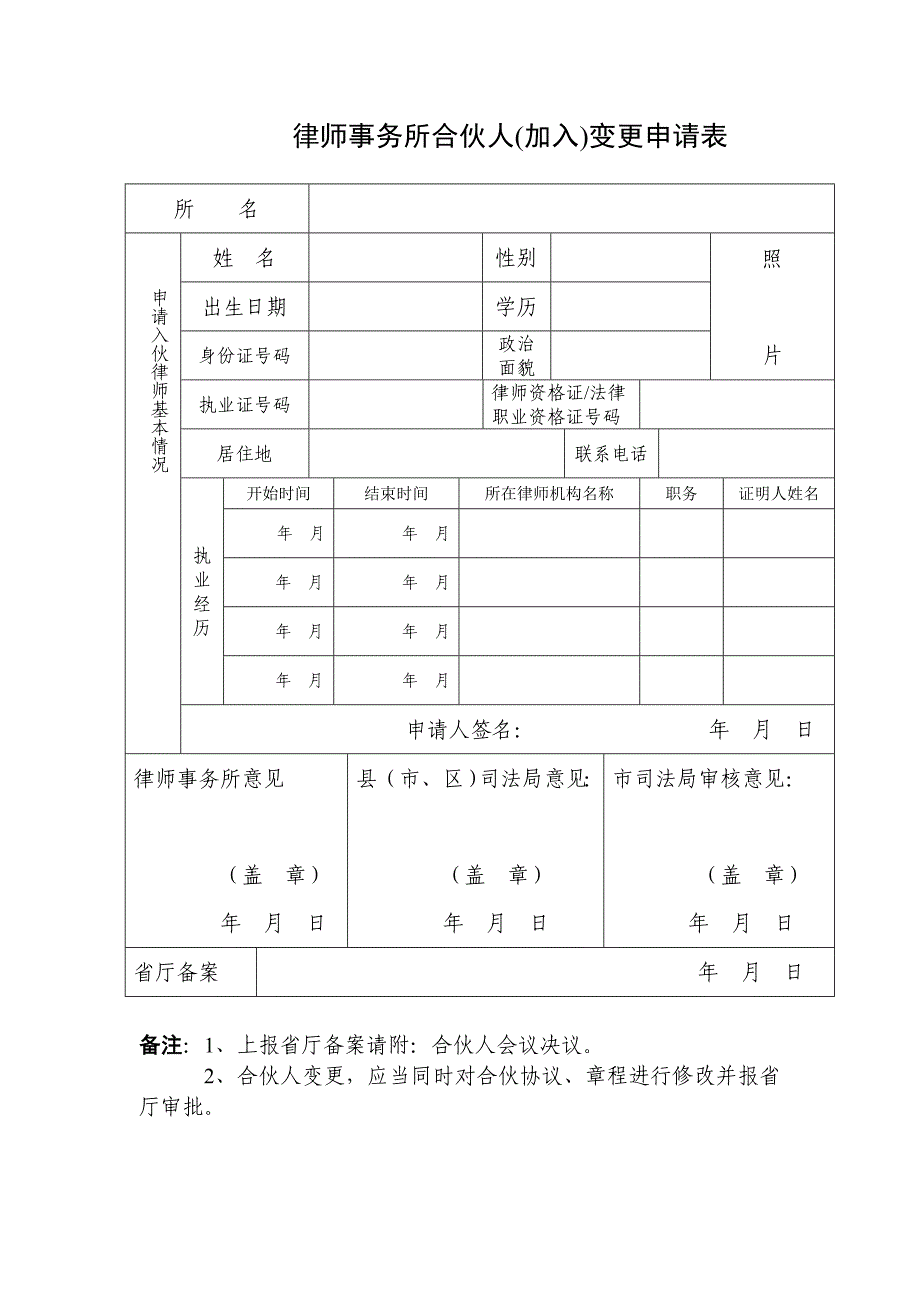 律师事务所增加合伙人提交材料清单_第2页