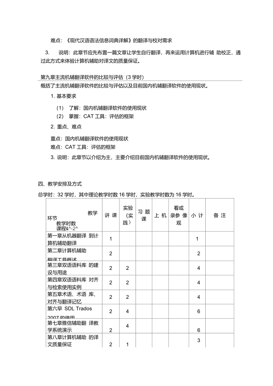 《计算机辅助翻译》本科课程教学大纲翻译本科_第4页