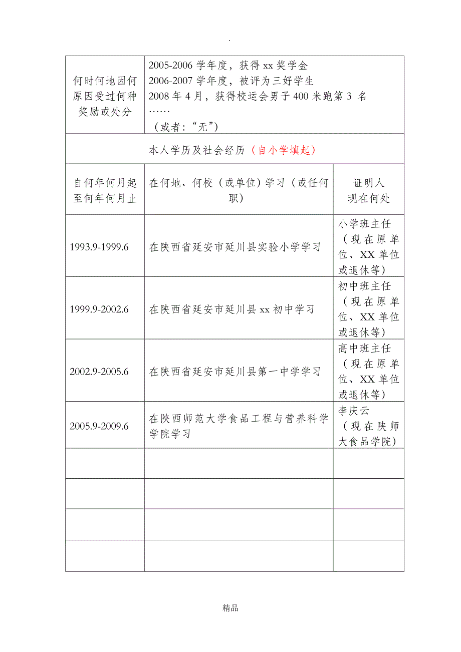 毕业生登记表填写样本(普通高等学校毕业生登记表)_第3页