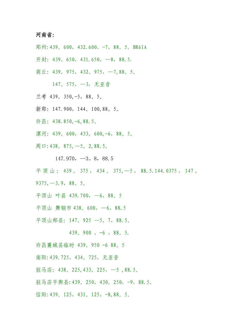 各中继台频率统计表_第1页