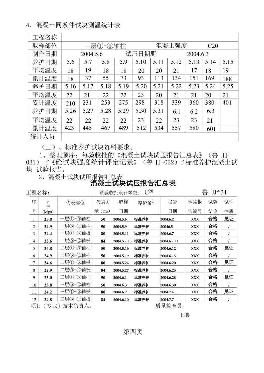 混凝土试块留置要求_第5页