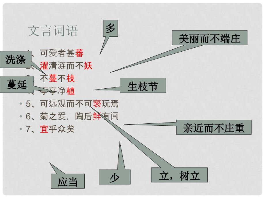 山东省泰安八中中考语文 文言文专题复习 八年级上册 爱莲说课件_第2页