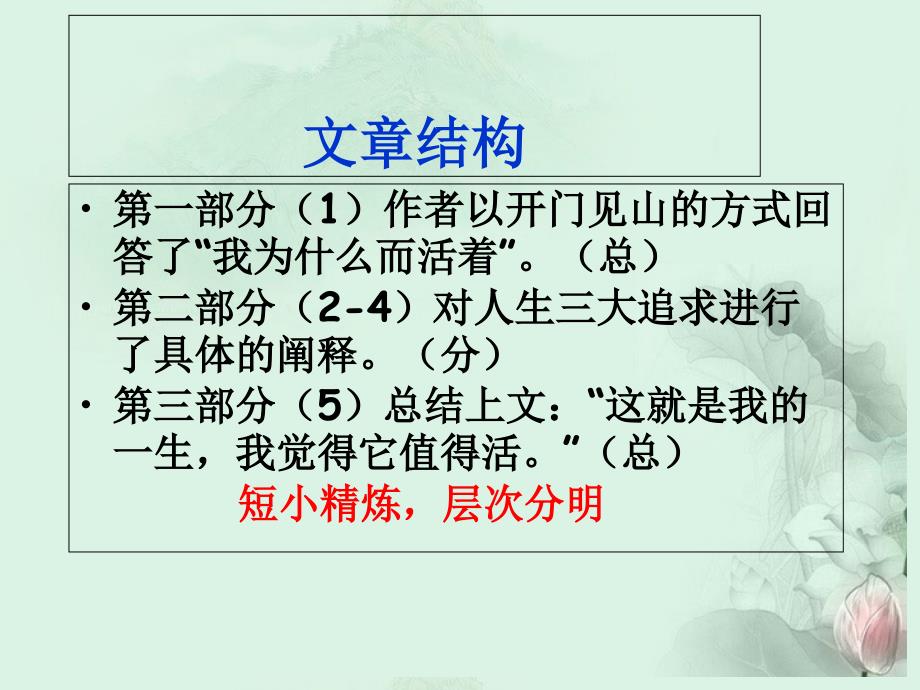 陕西省汉中市陕飞二中高三语文复习资料我为什么而活着课件新人教版_第4页