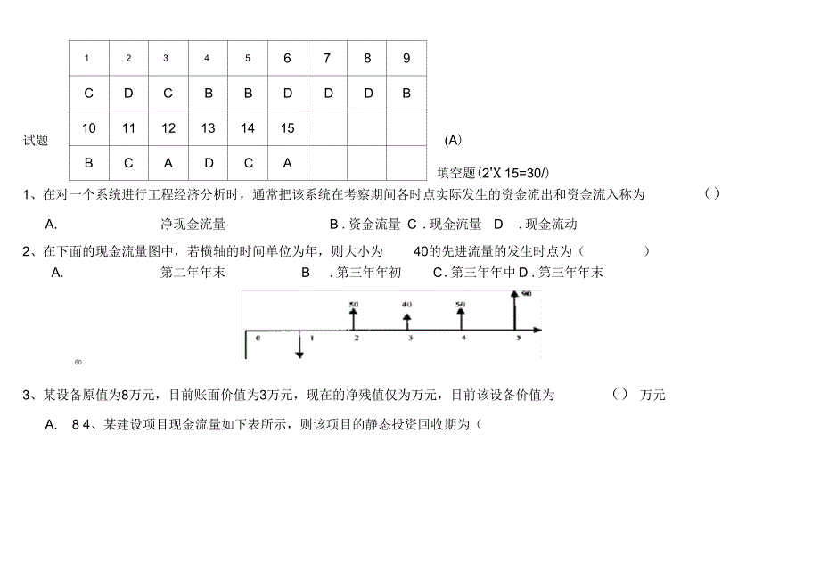 工程经济学试题及答案复习参考_第1页