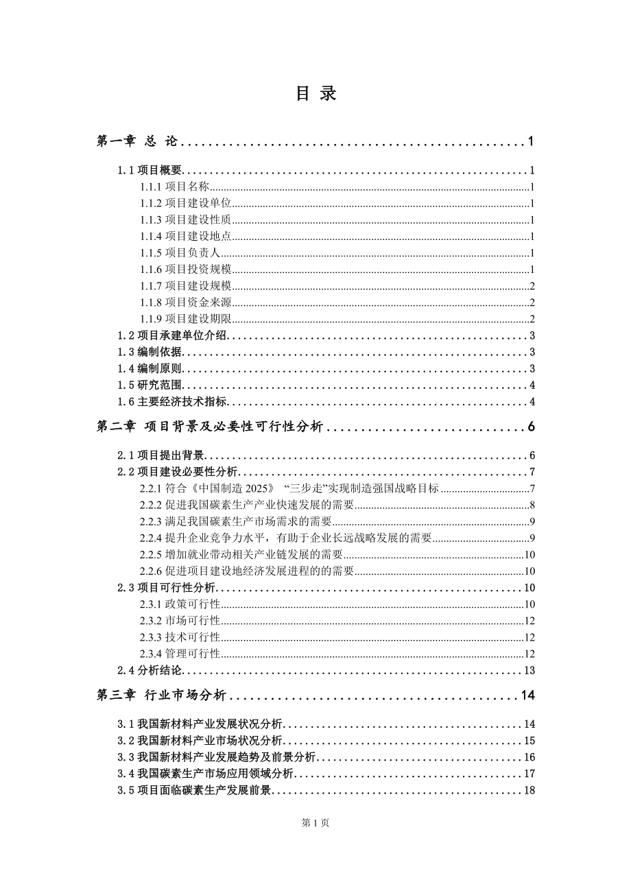 重点项目碳素生产建设项目可行性研究报告申请立项备案可修改案例_第2页