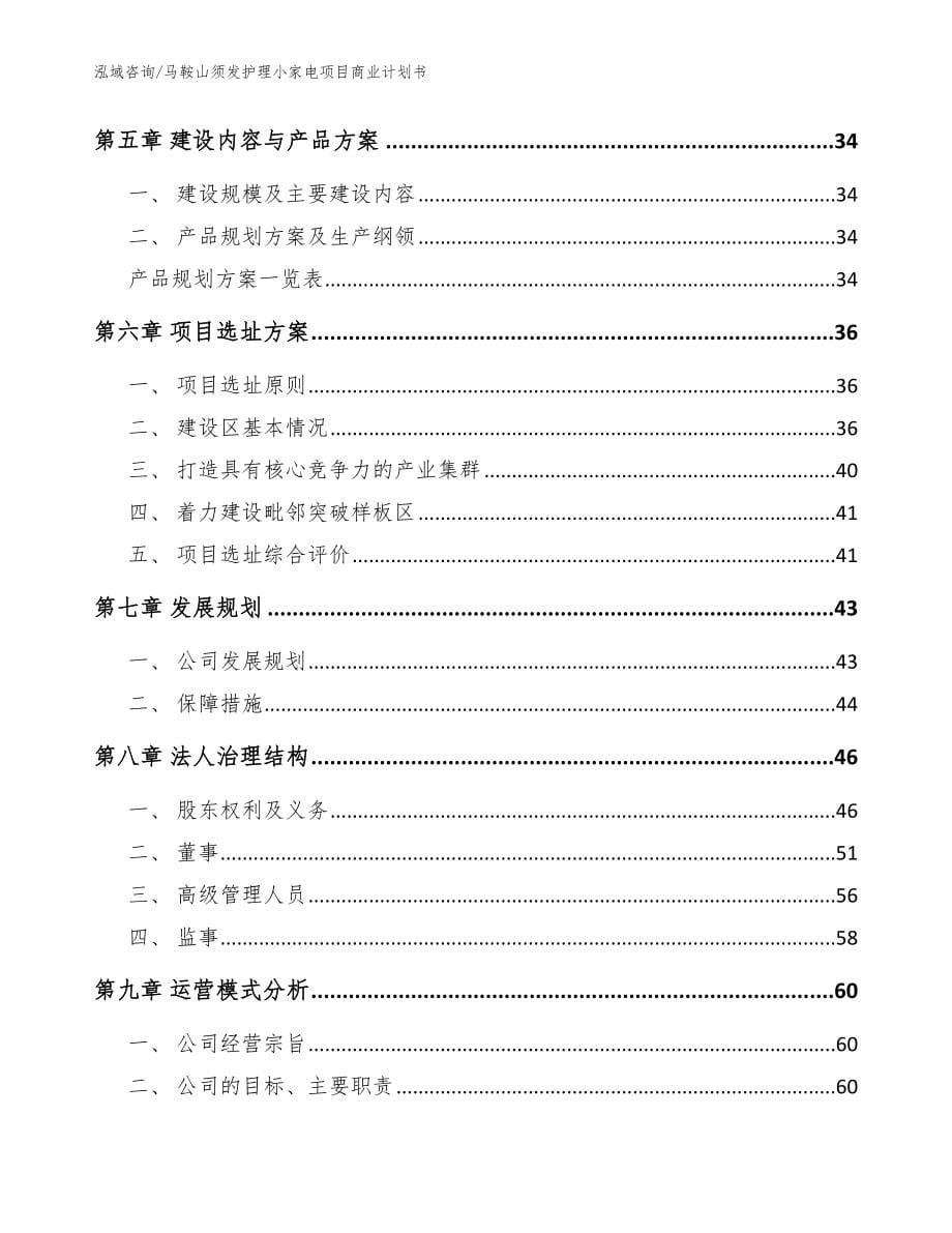 马鞍山须发护理小家电项目商业计划书（范文）_第5页