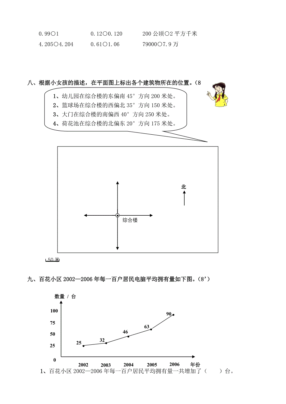 人教版小学数学四年级下册期末测试题　共四套_第3页