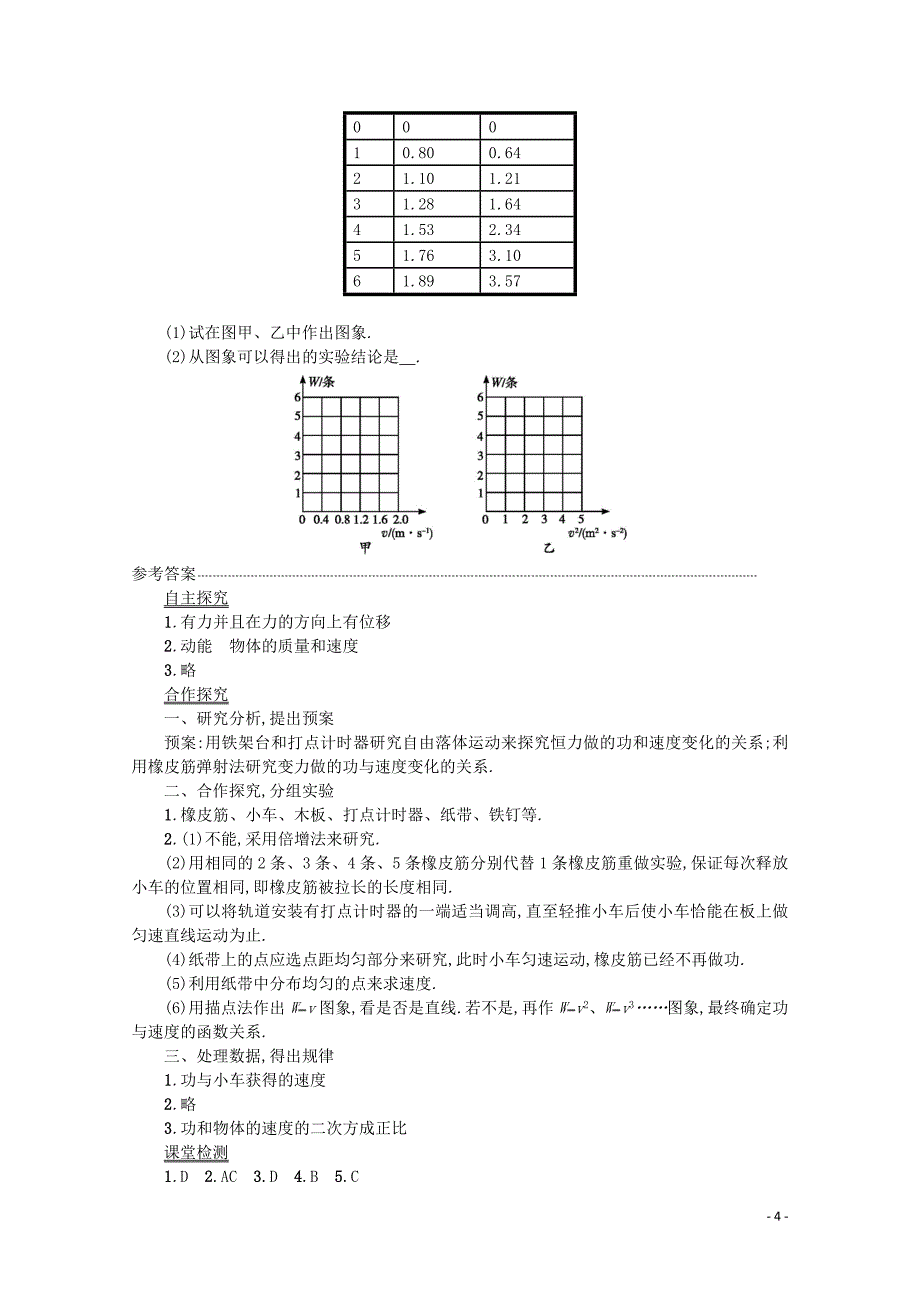 2019-2020学年高中物理 7.6 实验：探究功与速度变化的关系学案（含解析）新人教版必修2_第4页