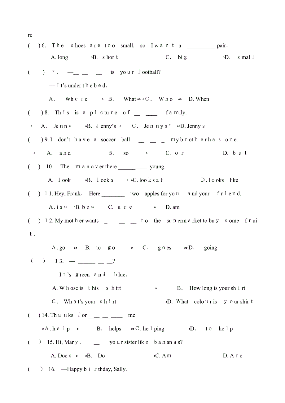 七年级英语上-期末测试卷(含答案)_第2页