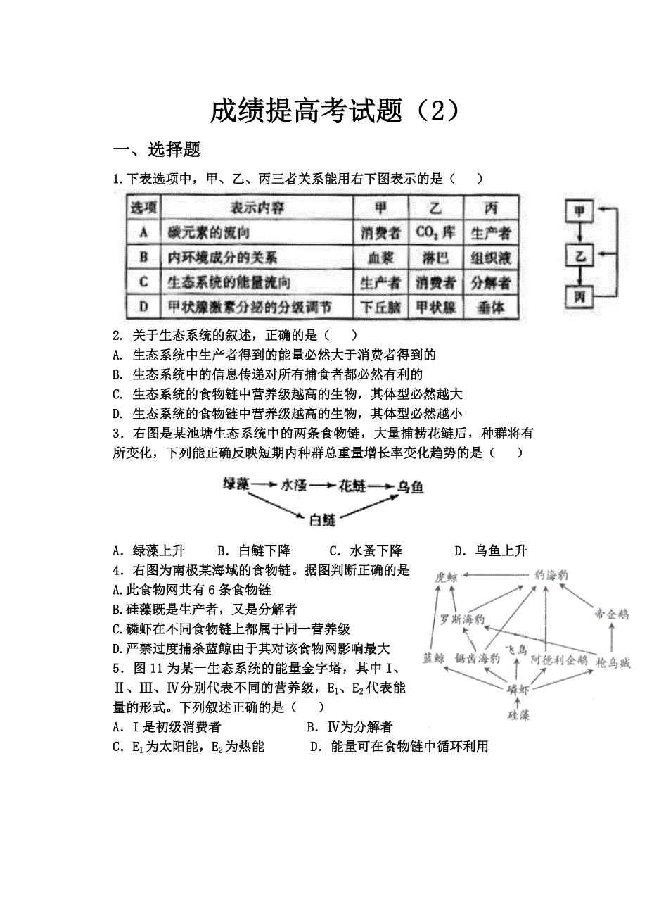 高中生物必修三第五章考试题_第1页