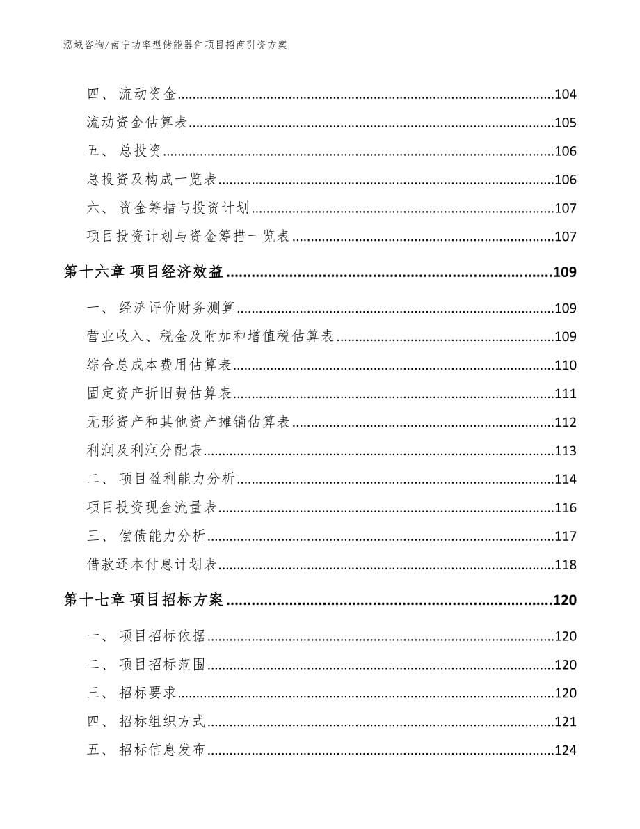 南宁功率型储能器件项目招商引资方案_范文参考_第5页