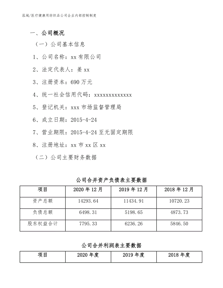 医疗健康用纺织品公司企业内部控制制度_第2页