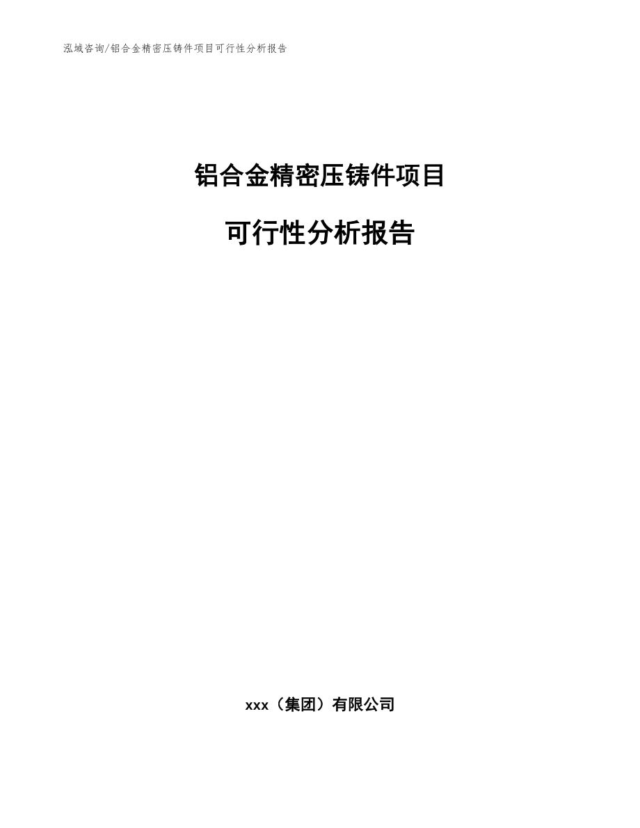 铝合金精密压铸件项目可行性分析报告范文模板_第1页