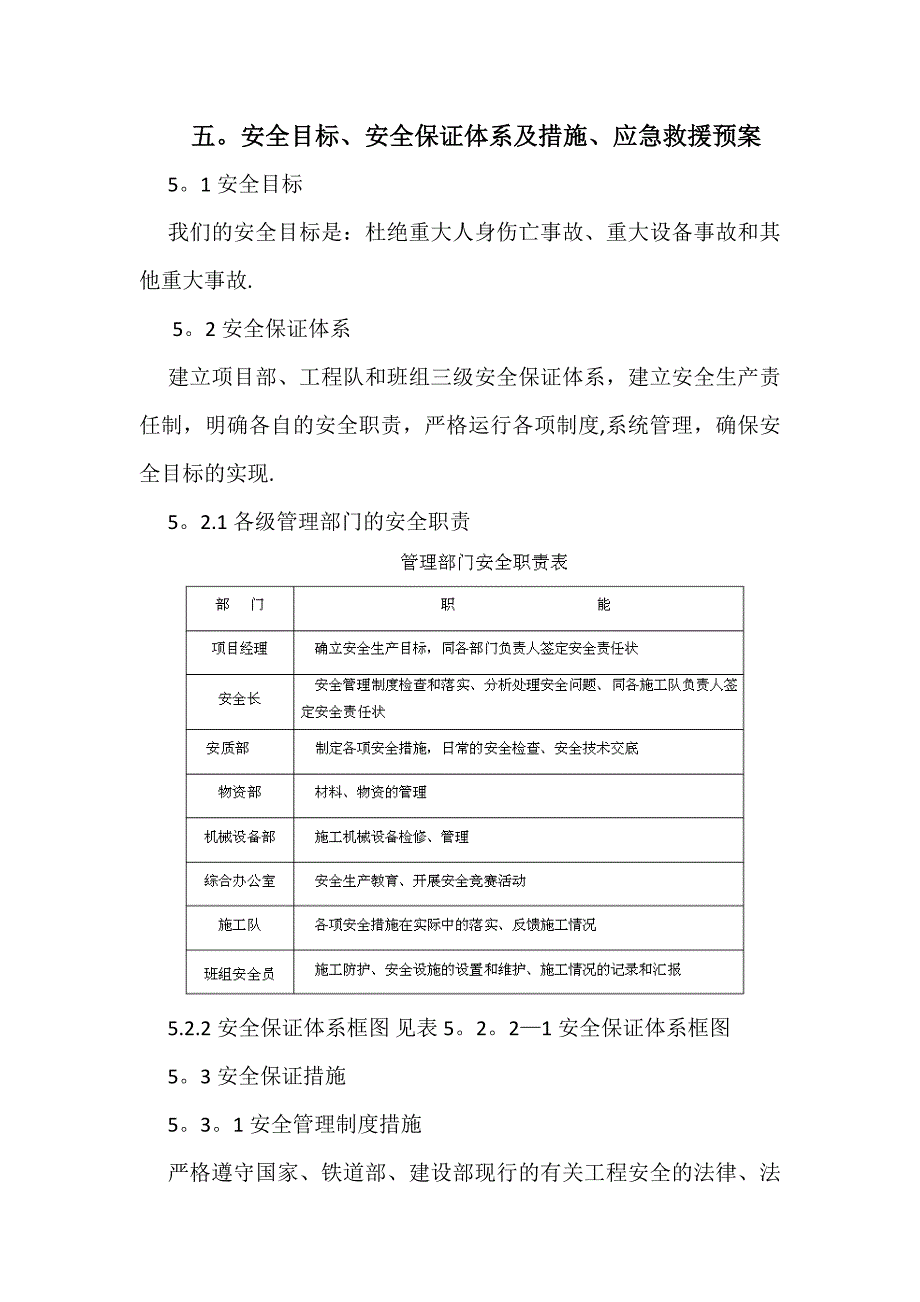 安全目标安全保证体系及措施应急救援预案_第1页