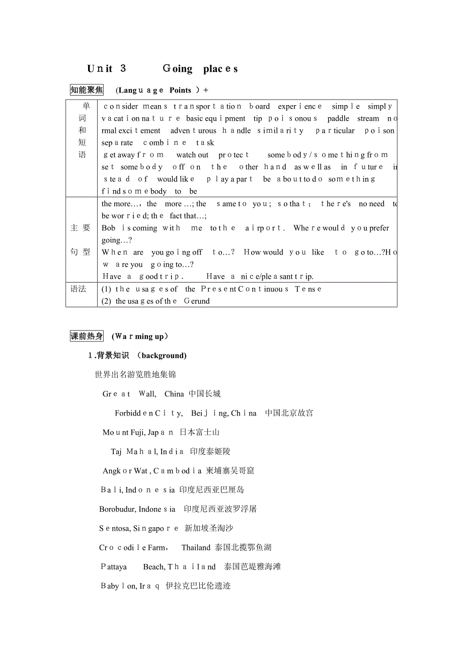 高一英语上学期第3单元教案_第1页