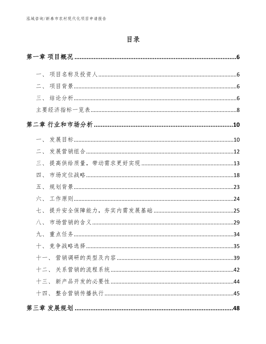 新泰市农村现代化项目申请报告_第1页