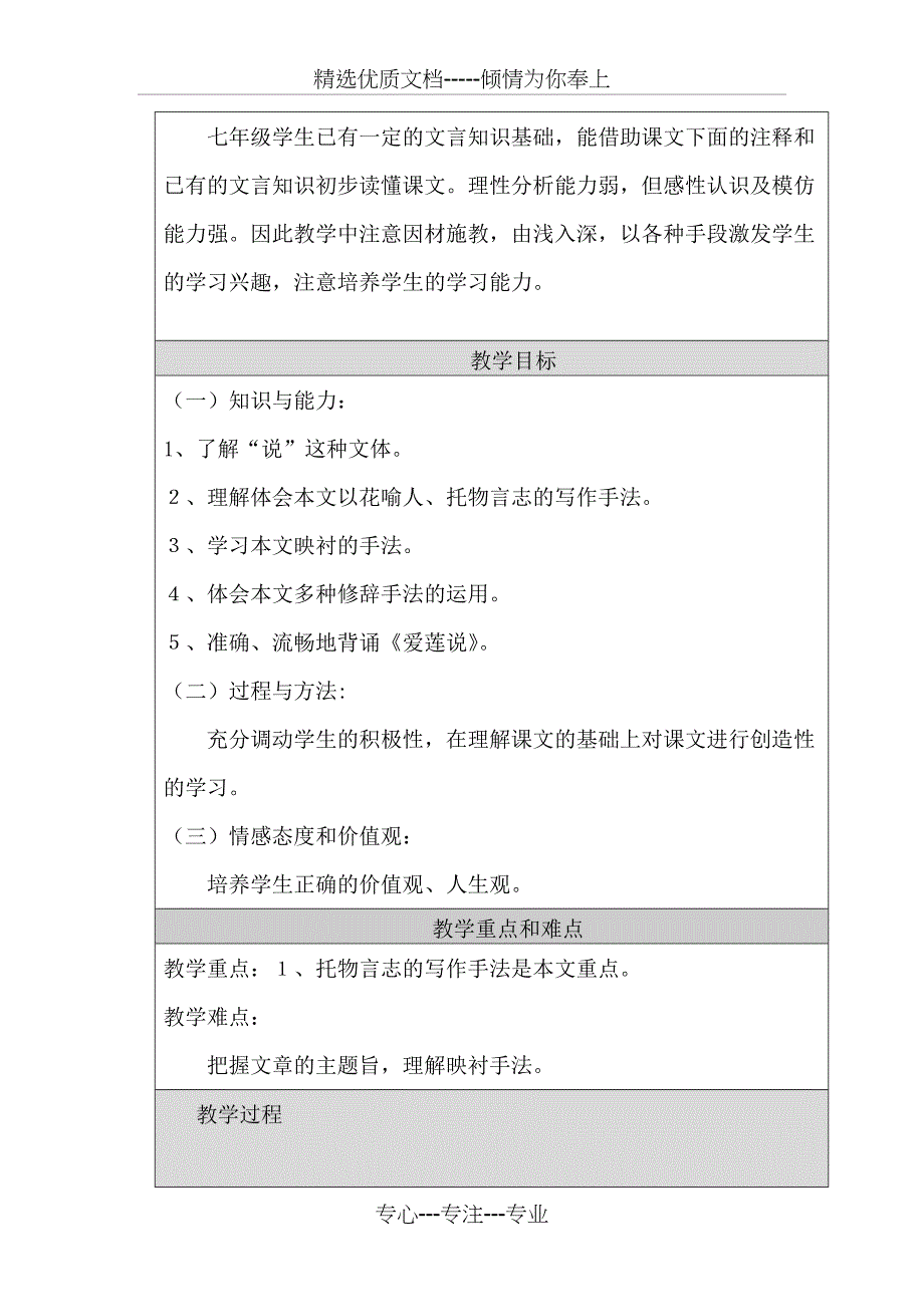 初中语文教学设计与反思模板和设计《爱莲说》(共8页)_第2页