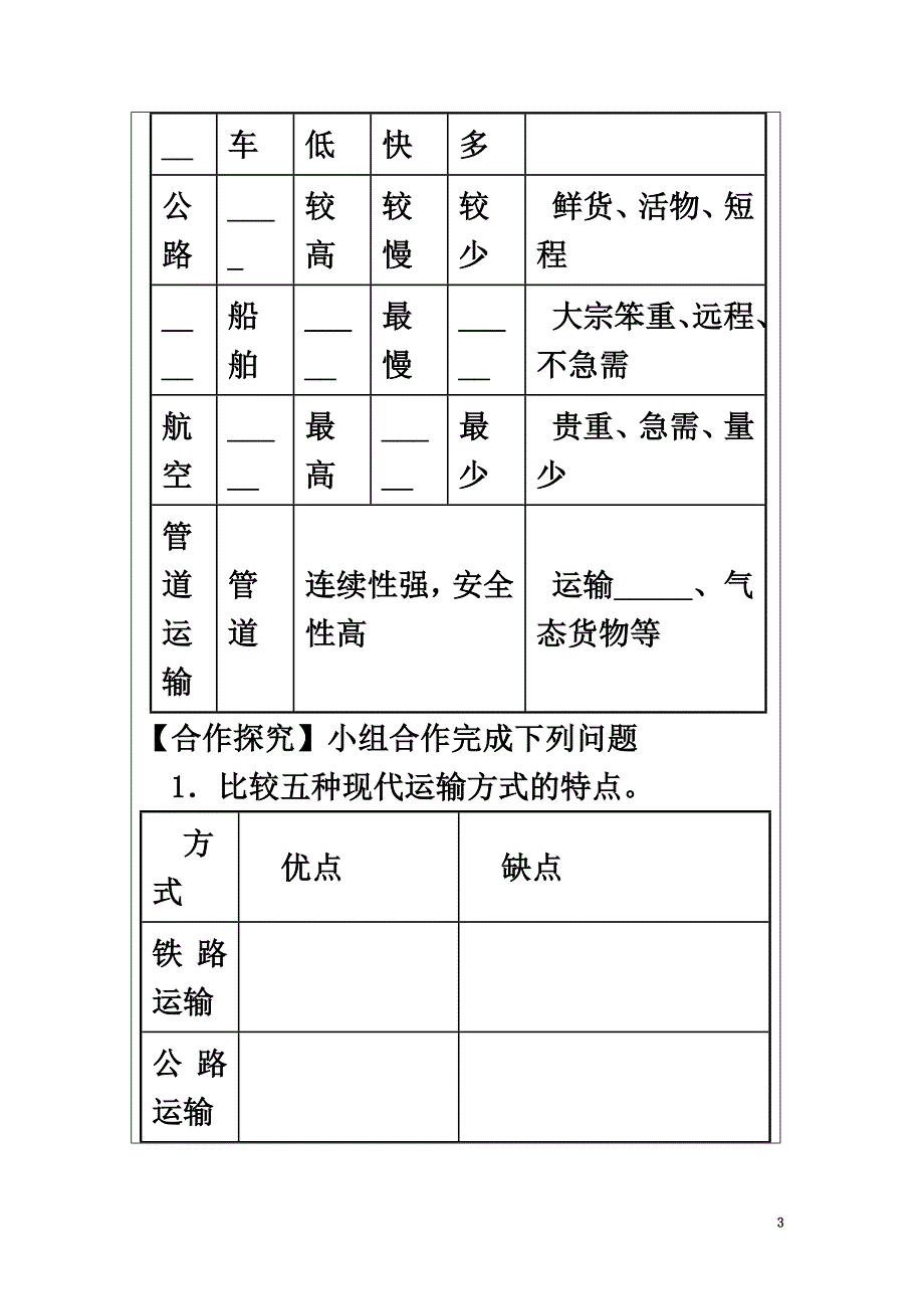 八年级地理上册4.3交通运输业（第2课时）学案（原版）（新版）湘教版_第3页