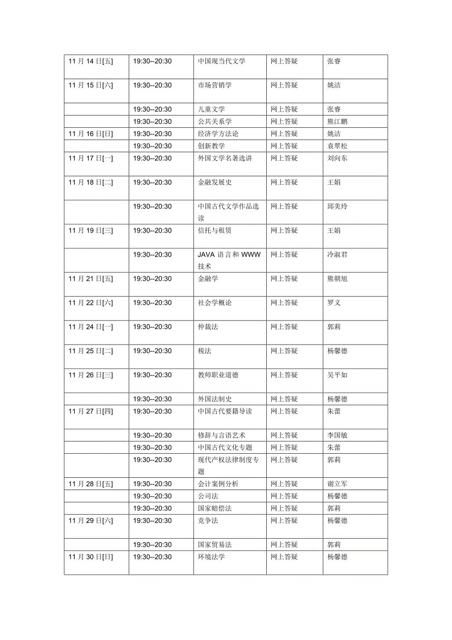 2023年江西电大开放教育秋省开课程网上答疑安排表_第2页