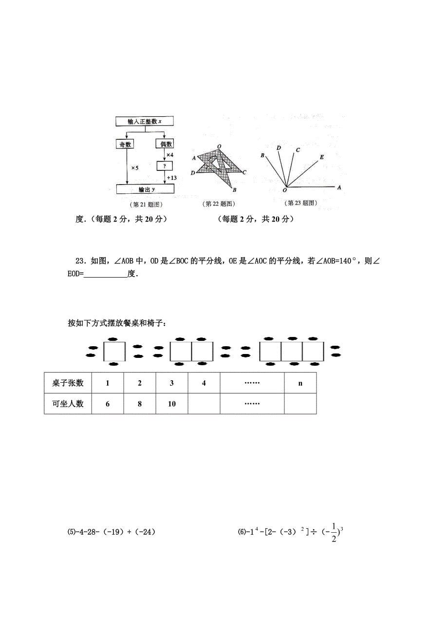 七年级上册数学练习题_第5页