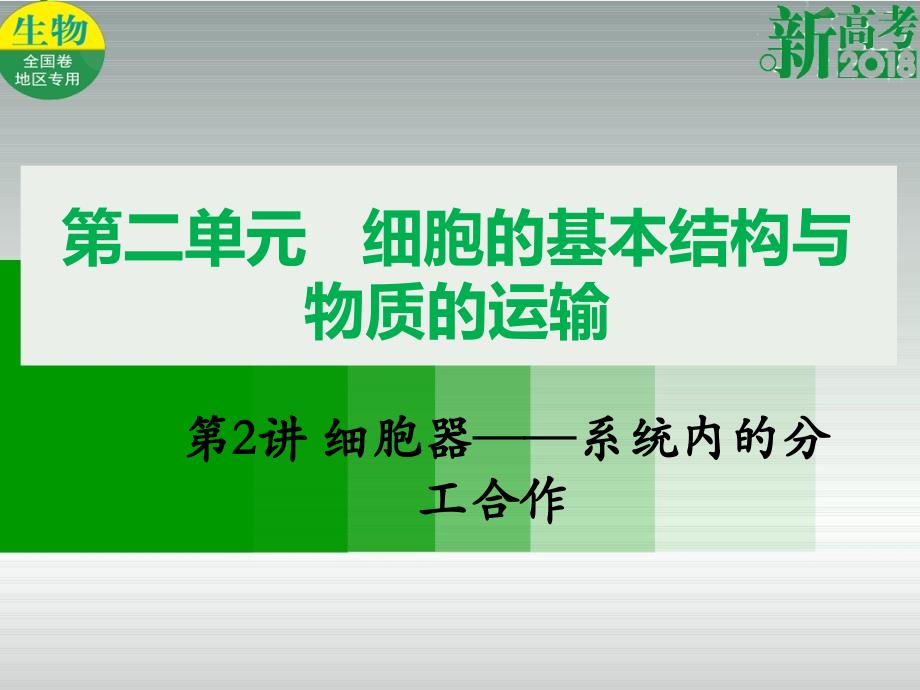 全国卷地区专用高考生物总复习第二单元细胞的基本结构与物质的运输第2讲细胞器系统内的分工合作课件共28页_第1页