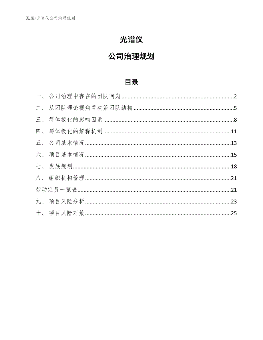 光谱仪公司治理规划（参考）_第1页