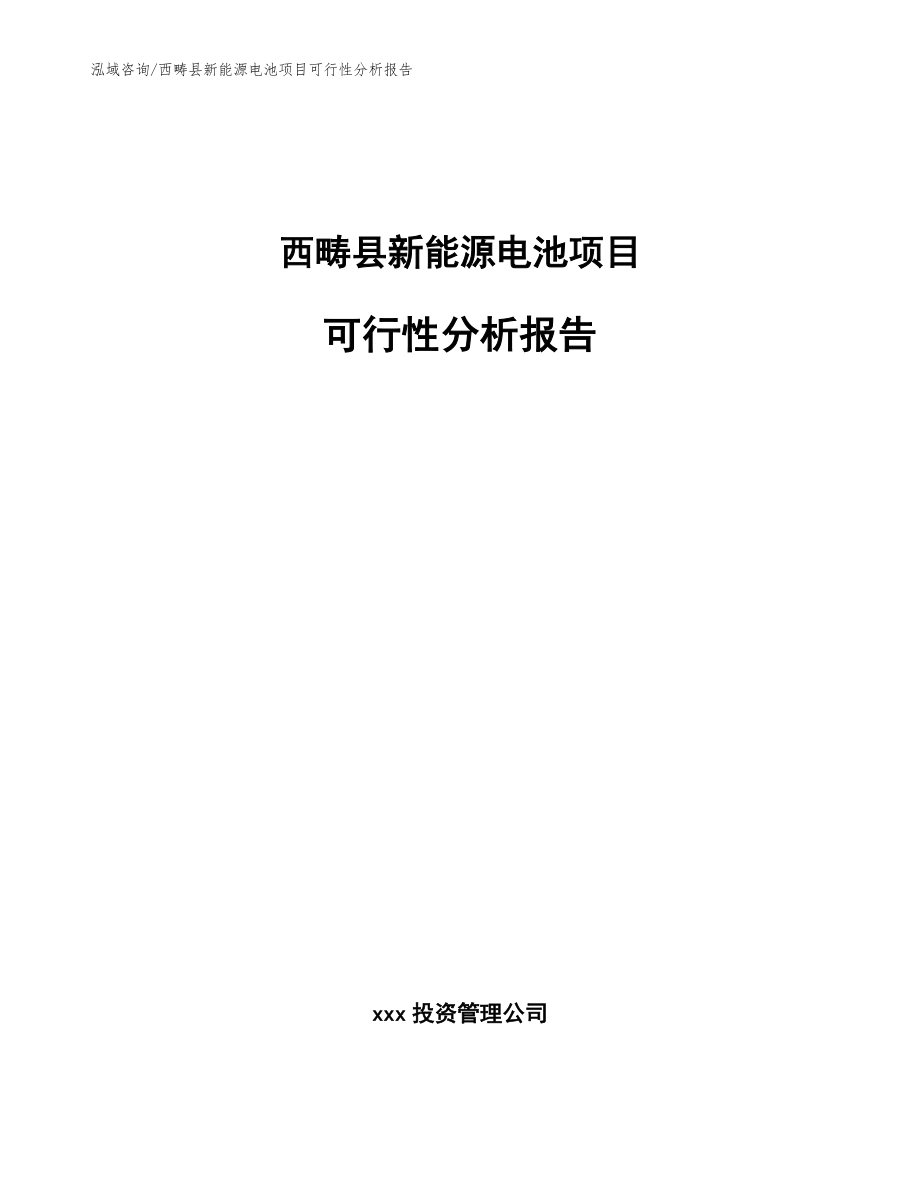 西畴县新能源电池项目可行性分析报告（范文参考）_第1页