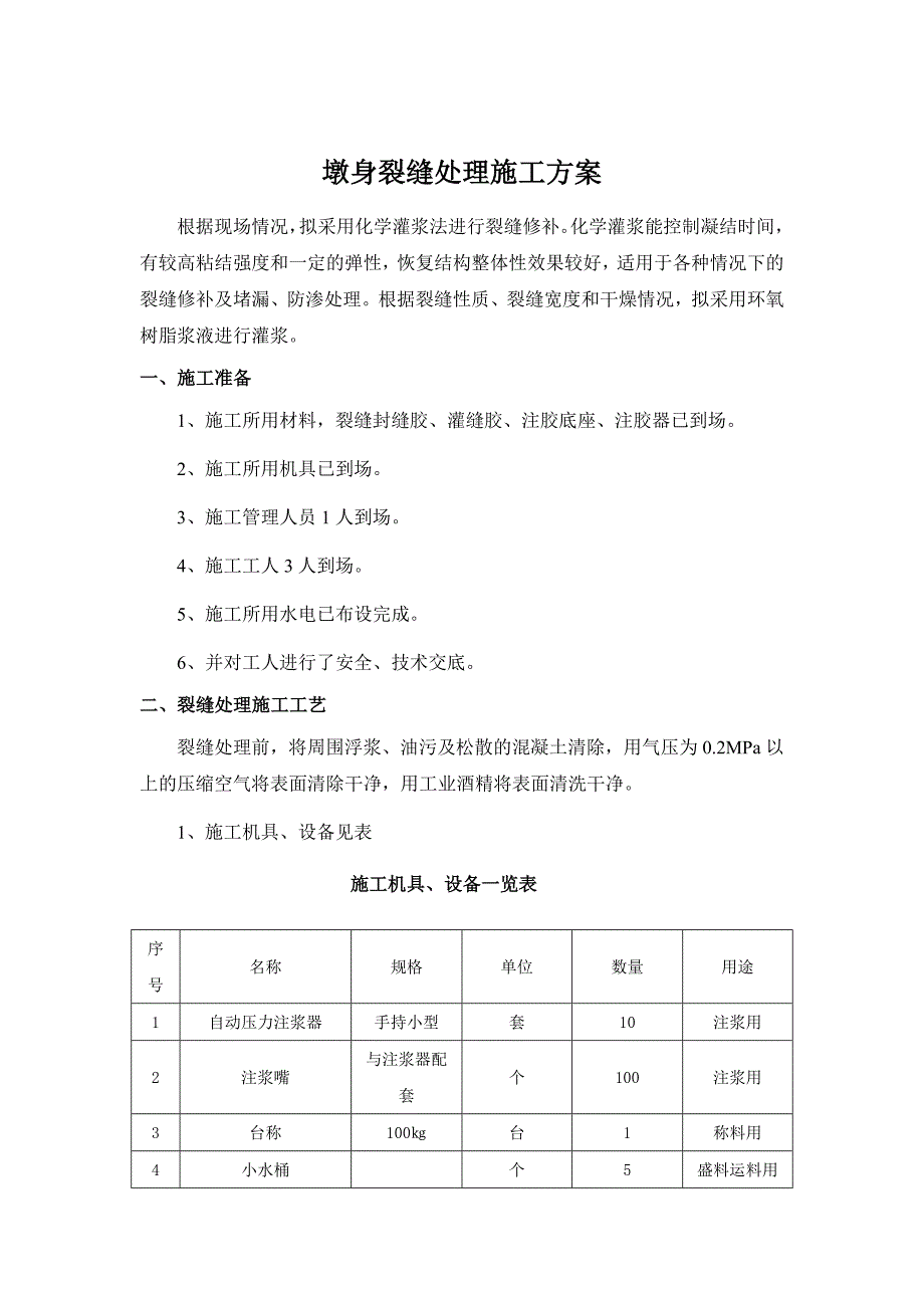 墩身裂缝处理施工方案_第1页