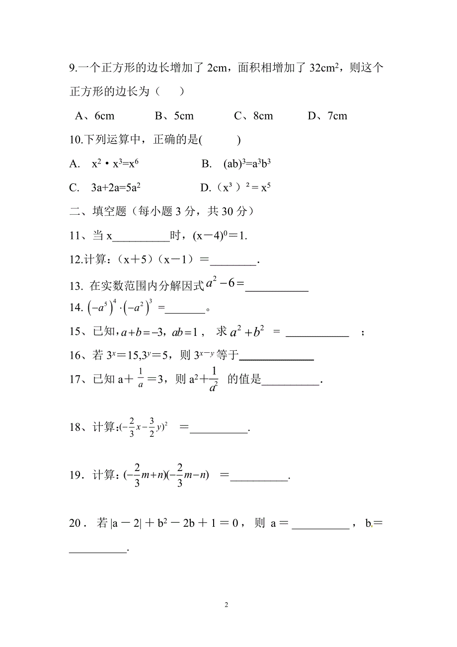 整式的乘法与因式分解_第2页