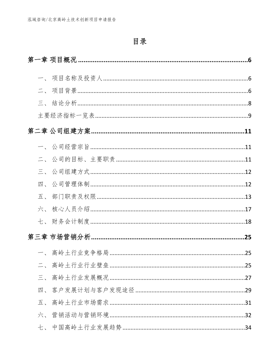 北京高岭土技术创新项目申请报告_模板参考_第1页