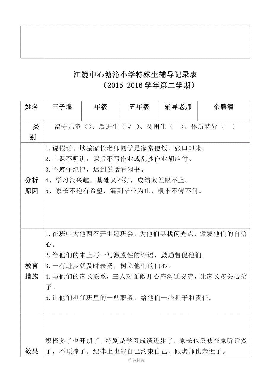 江镜中心塘沁小学特殊生情况记录表_第5页