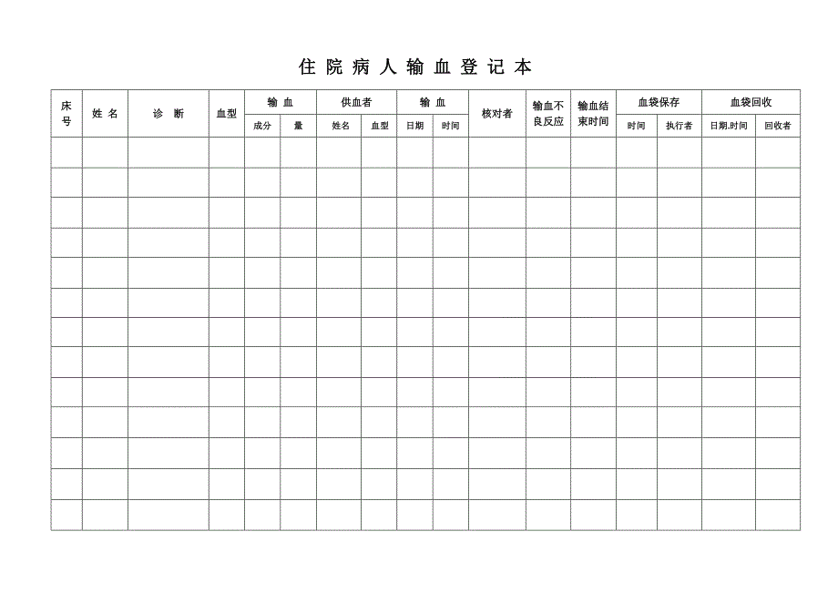 科住院病人输血登记本_第1页