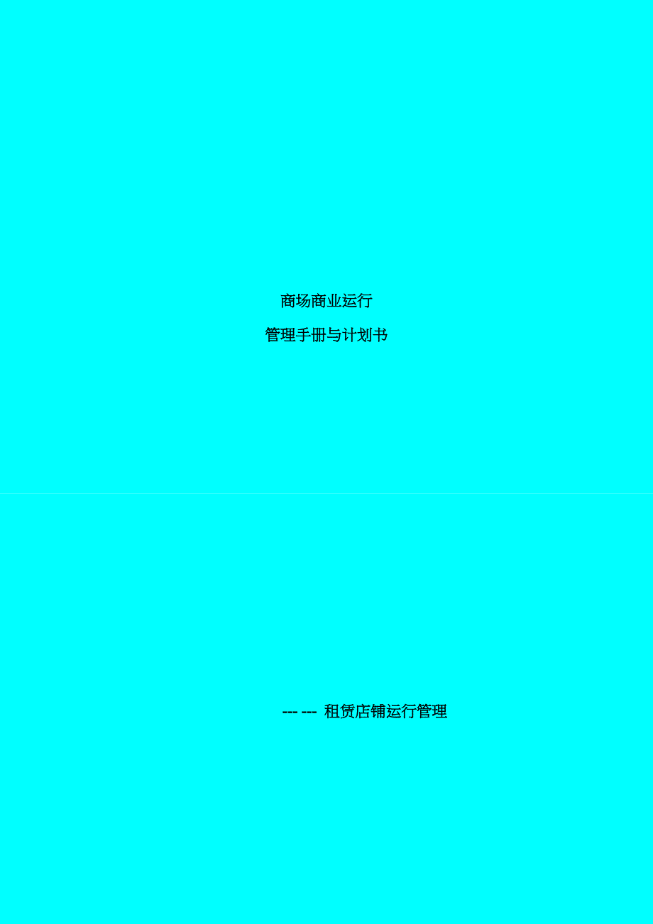 商场租赁店铺运营管理手册_第1页