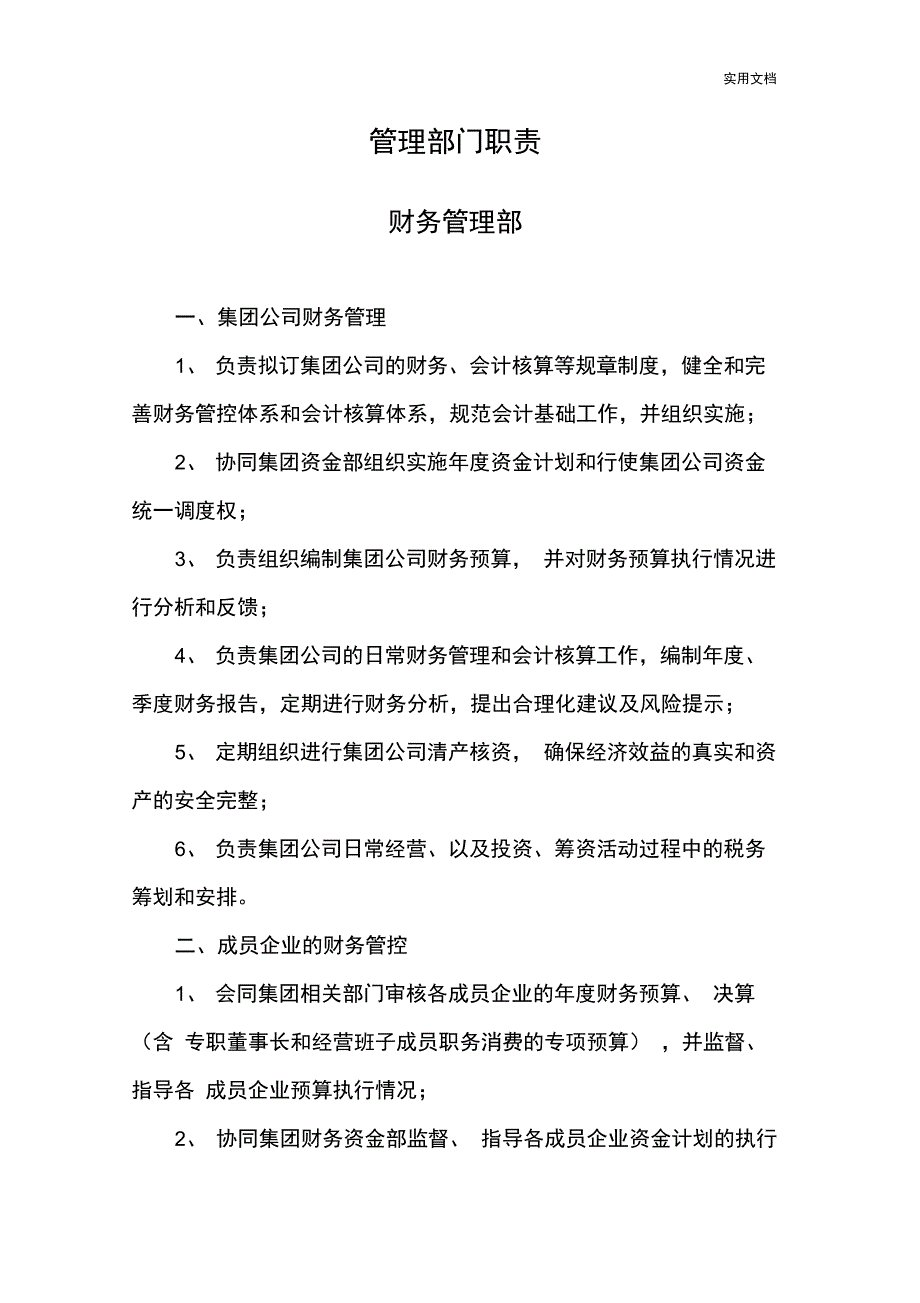 集团财务管理部职责_第1页