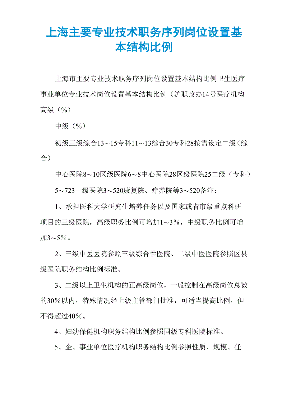 上海主要专业技术职务序列岗位设置基本结构比例_第1页