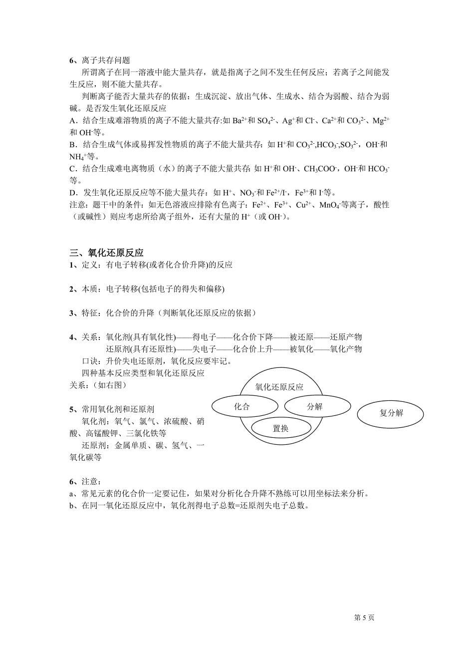 高一第一学期期末复习化学《必修1复习》知识点归纳.doc_第5页