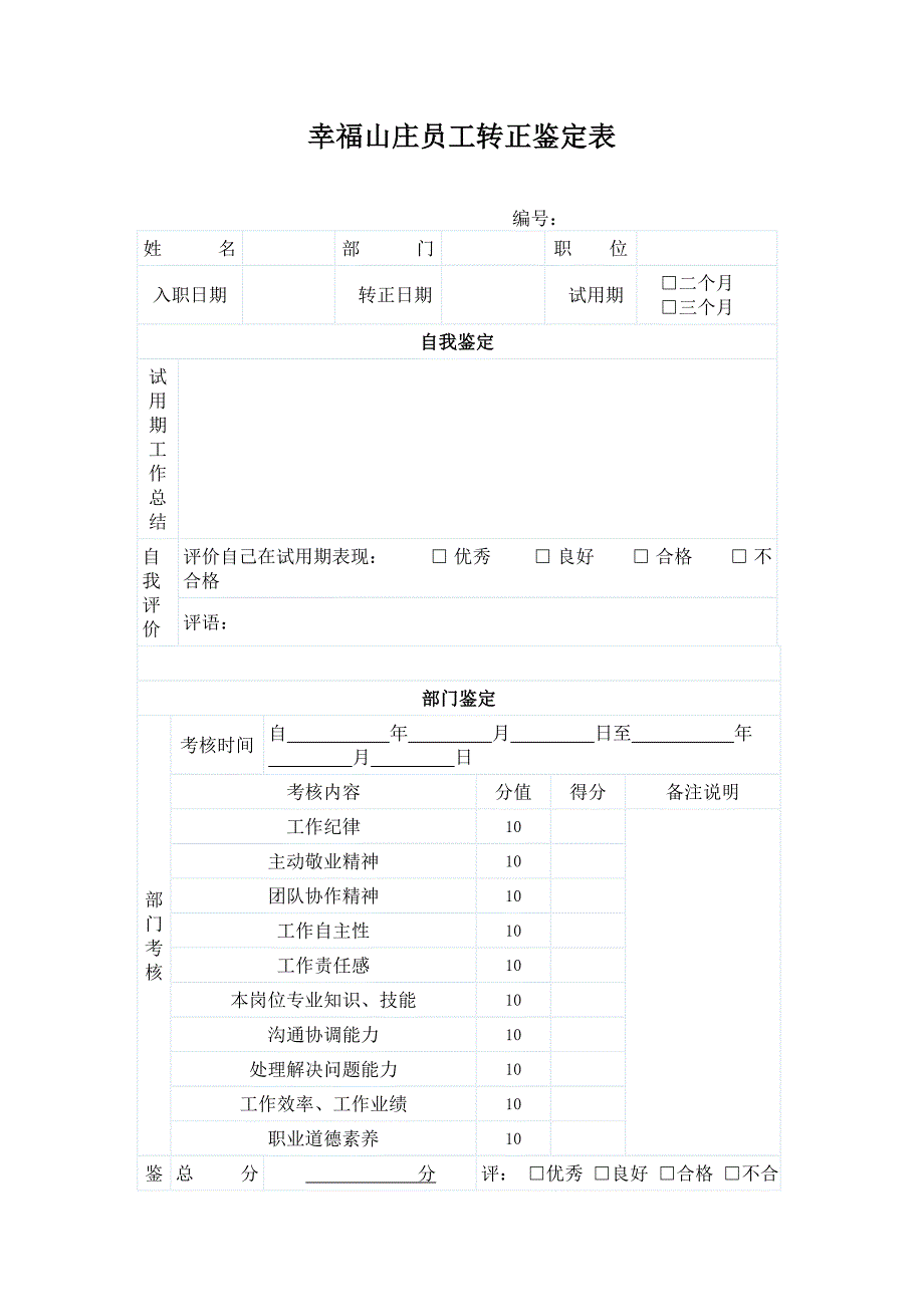 员工转正鉴定表_第1页