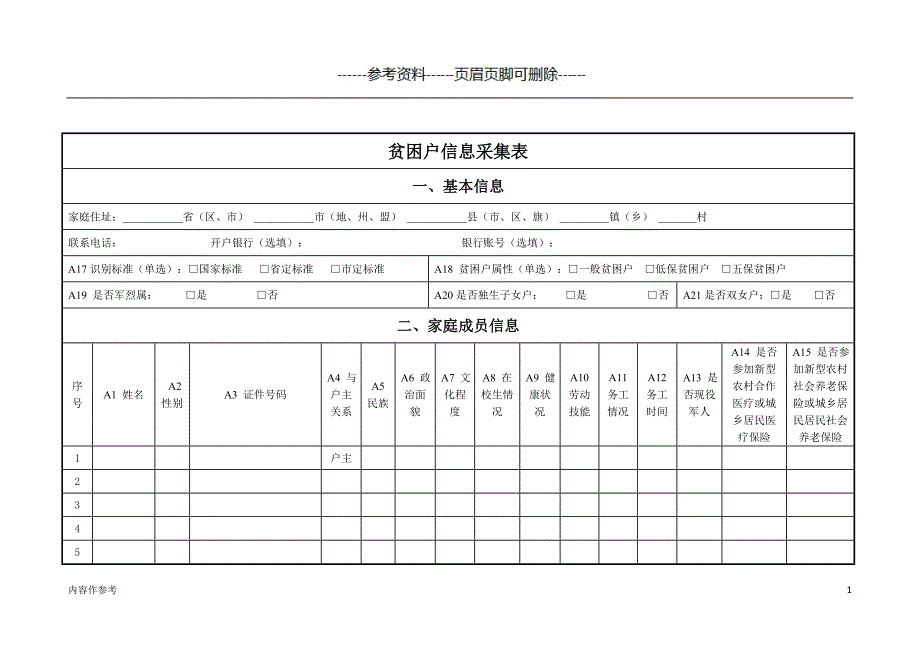 贫困户信息采集表（仅供参照）_第1页