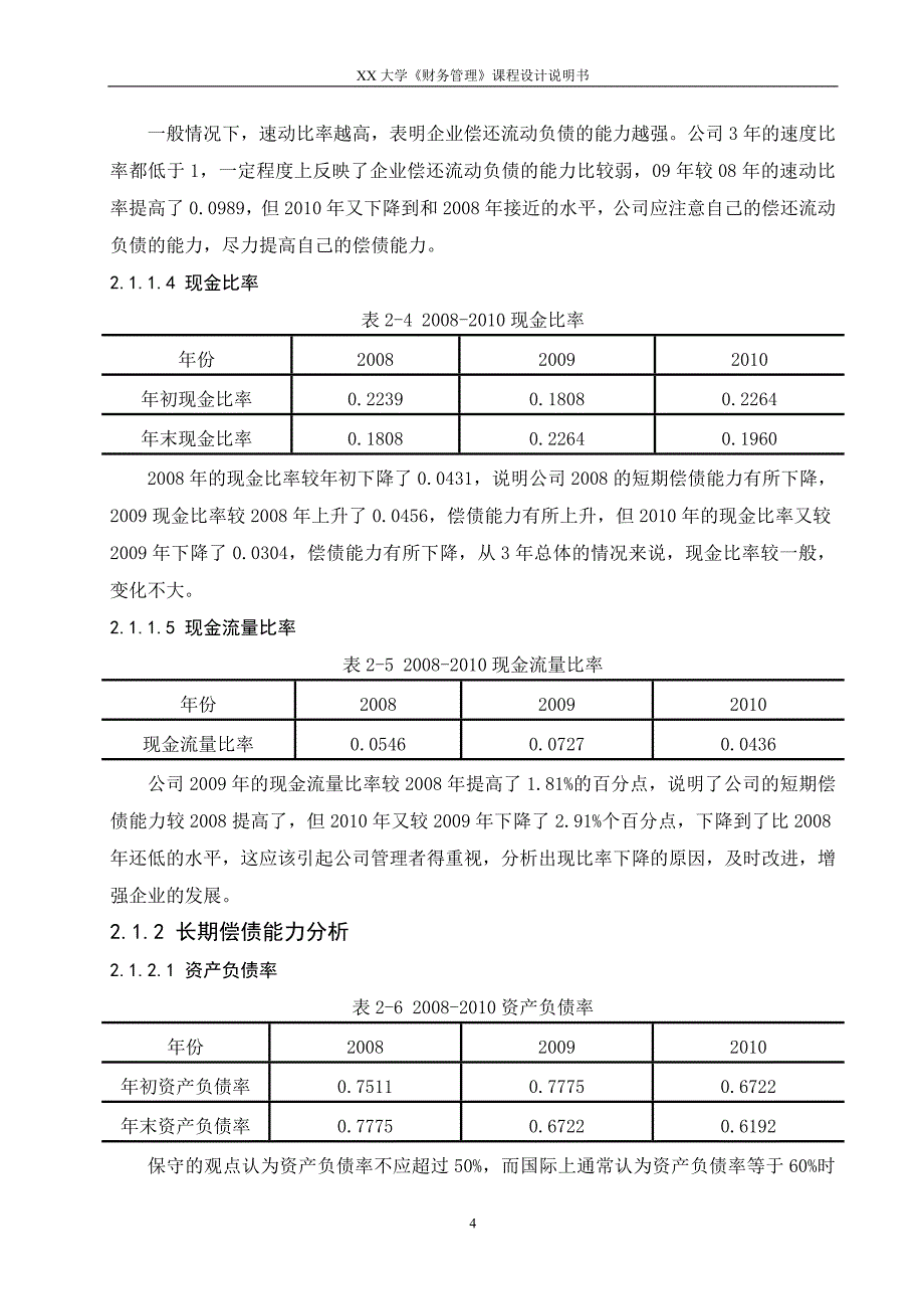 财务管理课程设计----公司财务报告分析与投资筹资决策.doc_第4页