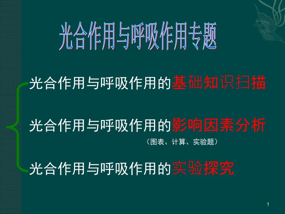 高考二轮复习光合作用与呼吸作用专题_第1页